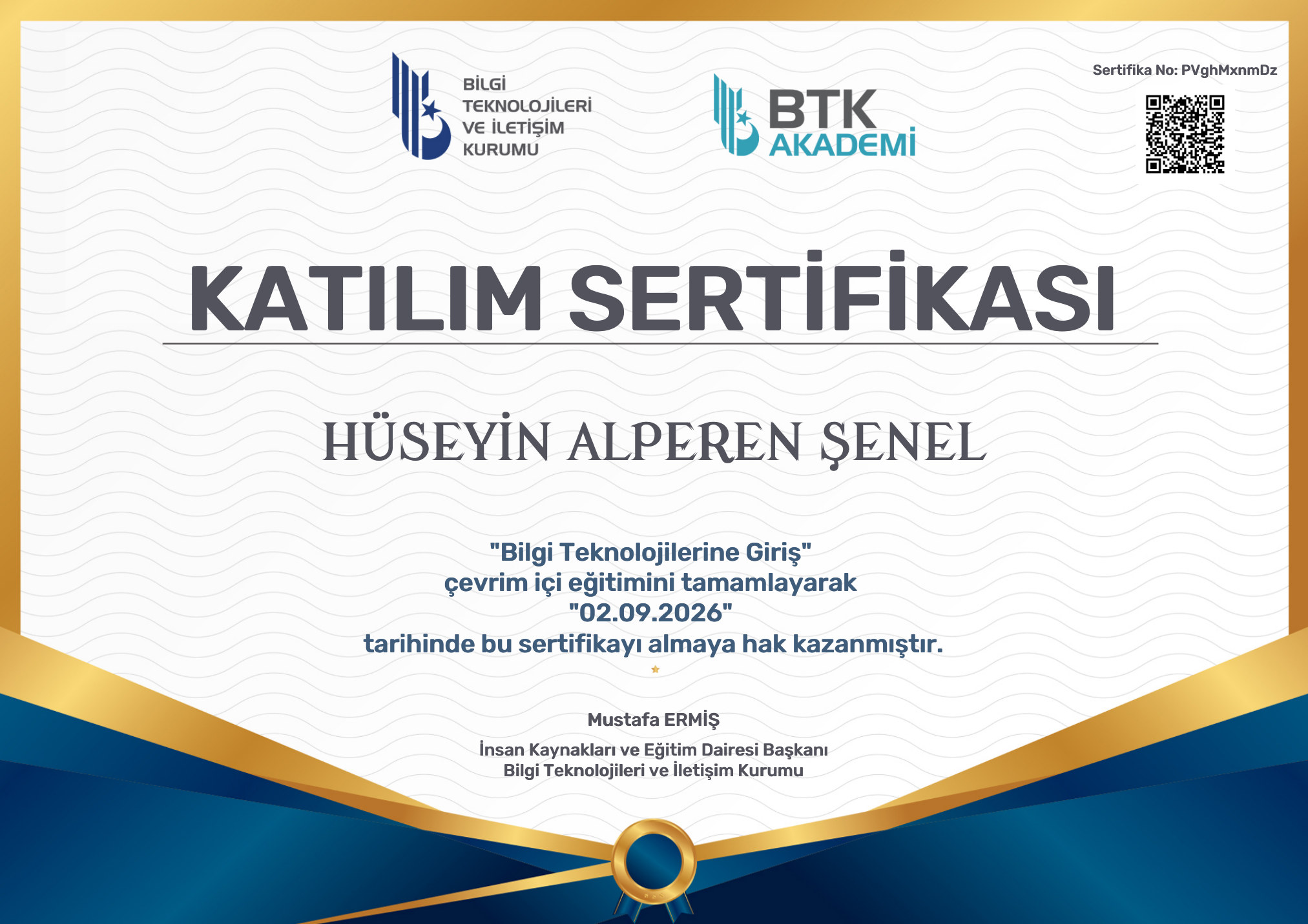 Bilgi Teknolojilerine Giriş sertifikası